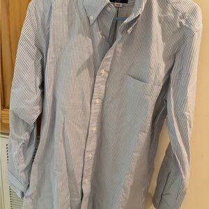 J Press Men's Light Blue Striped Button Down Shirt